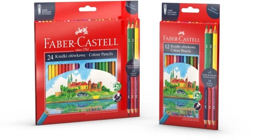 3x Kredki ołówkowe Faber Castell, Zamek, edycja limitowana Wawel, 12 sztuk + 3 kredki dwustronne, mix kolorów
