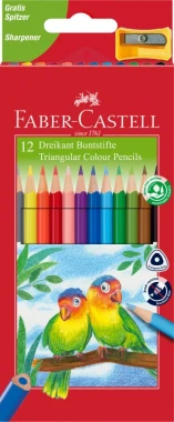 6x Kredki ołówkowe Faber Castell Eco Colour, trójkątne, 12 sztuk + temperówka, mix kolorów