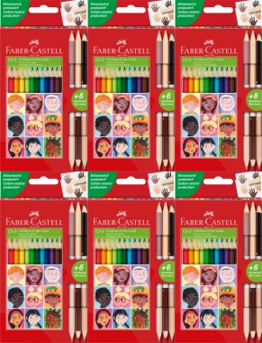 6x Kredki ołówkowe Faber Castell Zamek, 12 sztuk +  3 kredki dwustronne, mix kolorów