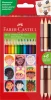 6x Kredki ołówkowe Faber Castell Zamek, 12 sztuk +  3 kredki dwustronne, mix kolorów