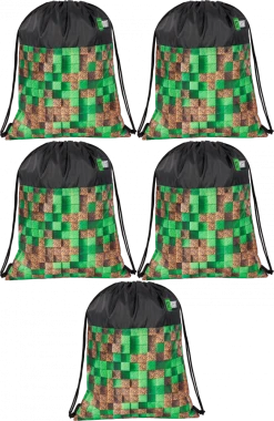 5x Worek na buty St.Right SO1 Pixel Cubes, 34x43cm, brązowo-zielony