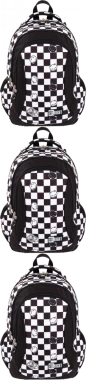 3x Plecak szkolny St.Right BP26 Chess Cats, trzykomorowy, 20l, 39x27x17cm, czarno-biały