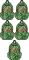 5x Plecak szkolny St.Right BP26 Pixel Cubes, trzykomorowy, 20l, 39x27x17cm, brązowo-zielony