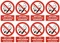 8x Znak "Zakaz palenia tytoniu i papierosów elektronicznych", folia samoprzylepna, 148x105mm