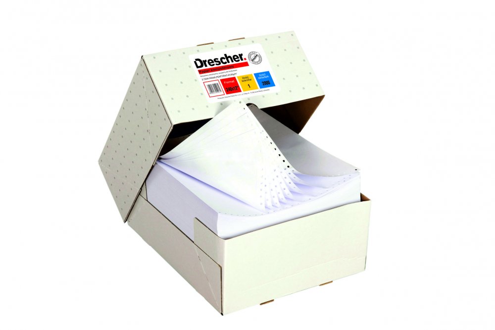 Papier komputerowy 240x12 1+2 składanka 600 kolor nadruk Drescher