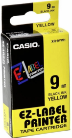 Taśma do drukarek etykiet Casio XR-9YW1, 9mmx8m, nadruk czarny, taśma żółta