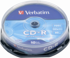 Płyta CD-R Verbatim, do jednokrotnego zapisu, 700 MB cake box, 10 sztuk