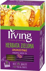 Herbata zielona smakowa w kopertach Irving, ananasowa, 20 sztuk x 1.5g