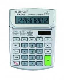 Kalkulator biurowy Q-Connect KF01605, 12 cyfr, srebrny