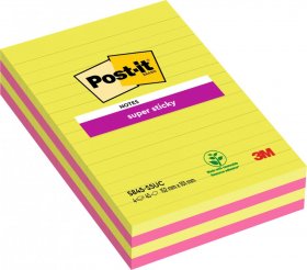 Notes samoprzylepny Post it Super Sticky, 127x203mm, 4x45 kartek, zielono-różowy , neonowy