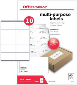 Etykiety uniwersalne Office Depot, 105x57mm, 100 arkuszy, biały