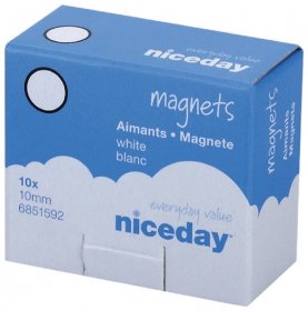 Magnesy Niceday, 10mm, 10 sztuk, biały