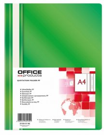 Skoroszyt plastikowy bez oczek Office Products, A4, do 200 kartek, zielony