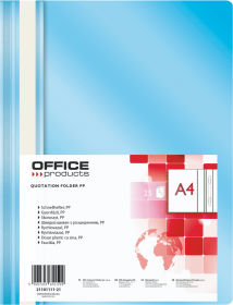 Skoroszyt plastikowy bez oczek Office Products, A4, do 200 kartek, jasnoniebieski