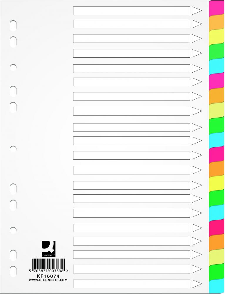 Przekładki do segregatora A4 20 kartek kolorowe Q-Connect