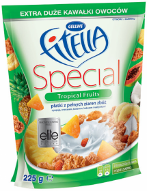 Płatki śniadaniowe Fitella Special, owoce tropikalne, 225g