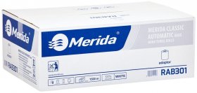 Ręczniki papierowe Merida Optimum Automatic Maxi z adaptorem, 1-warstwowy, 6x250m, w roli, 6 rolek, biały
