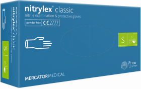 Rękawiczki jednorazowe nitrylowe Nitrylex Basic (Nitrylex PF Protect), bezpudrowe, rozmiar S, 100 sztuk, niebieski (c)