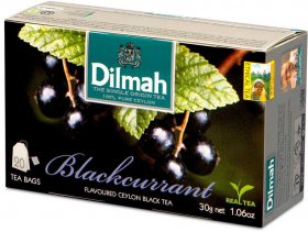 Herbata czarna aromatyzowana w torebkach Dilmah, czarna porzeczka, 20 sztuk x 1.5g