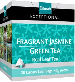 Herbata zielona smakowa w piramidkach Dilmah Jasmine Green Tea Exceptional, jaśmin, 20 sztuk x 2g