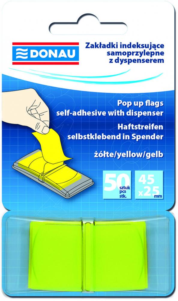 Zakładki indeksujące Donau 25x45mm 50 kartek żółty