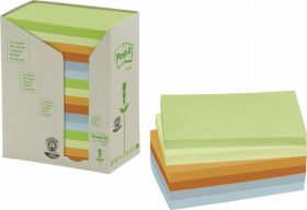 Notes samoprzylepny ekologiczny Post-it, z podajnikiem, 76x127mm, 1600 sztuk, mix kolorów