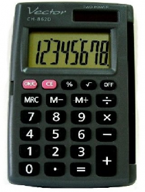 Kalkulator kieszonkowy Vector KAV CH-862D, 8 cyfr, czarny