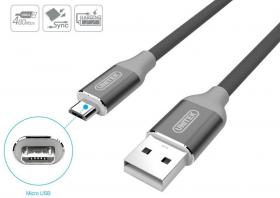 Przewód Unitek Y-C4026AGY, Premium USB-microUSB, 1m, szary