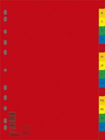 Przekładki plastikowe alfabetyczne z kolorowymi indeksami Donau, A4, 16 kart, mix kolorów