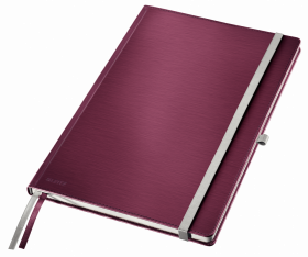Notatnik w kratkę Leitz Style, A4, twarda oprawa, 80 kartek, rubinowa czerwień