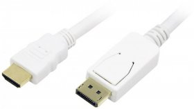 Kabel DisplayPort do HDMI LogiLink CV0055, 2m, biały