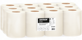 Ręcznik papierowy Katrin Basic S2, 2-warstwowy, 12x70m, w roli, 12 rolek, biały