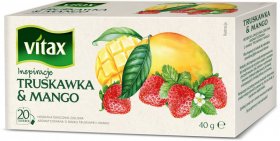 Herbata owocowa w torebkach Vitax Inspirations, truskawka i mango, 20 sztuk x 2g