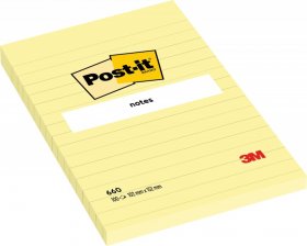 Karteczki samoprzylepne w linie Post-it, 102x152mm, 100 karteczek, żółty