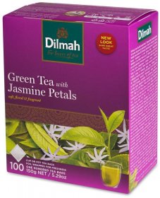 Herbata zielona smakowa w torebkach Dilmah Jasmine Green Tea, jaśminowa, 100 sztuk x1.5g
