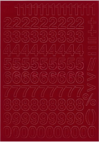 Cyfry samoprzylepne, 2 cm, 1 arkusz, czerwony