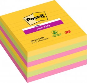 Karteczki samoprzylepne Post-It Super Sticky Rio De Janeiro, w linie, 101x101mm, 6x90 karteczek, mix kolorów