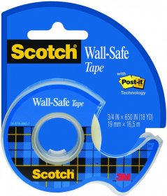 Taśma klejąca Scotch Wall-Safe, bezpieczna dla ścian, 19mmx16.5m, transparentny