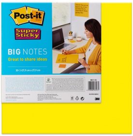Karteczki samoprzylepne Post-it Super Sticky Big Notes, 279x279mm, 30 karteczek, żółty