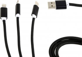 Kabel ładujący Gembird, typ USB, 3w1, 1m, czarny