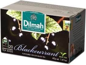 Herbata czarna aromatyzowana w kopertach Dilmah, czarna porzeczka, 20 sztuk x 2g