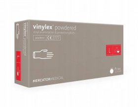 Rękawiczki jednorazowe winylowe Vinylex, pudrowane, rozmiar  L, 100 sztuk, transparentny (c)