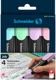 Zakreślacz Schneider Job Pastel, 5mm, ścięta, 4 sztuki, mix kolorów pastelowych
