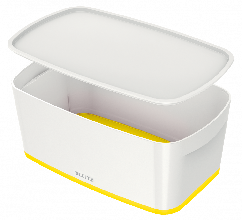 Pojemnik plastikowy z pokrywą mały Leitz MyBox żółty