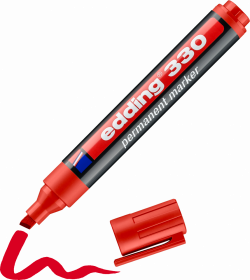 Marker permanentny Edding 330, ścięta, 1-5 mm, czerwony