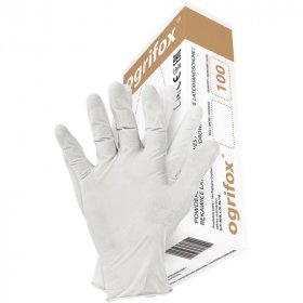 Rękawice lateksowe Ogrifox, rozmiar S, pudrowane, 100 sztuk, biały (c)
