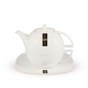 Zestaw do zaparzania herbaty Richmont Duo (dzbanek z filiżanką i spodkiem 450ml), porcelana, biały
