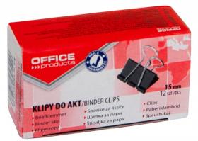 Klip biurowy Office Products, 15mm, 12 sztuk, czarny