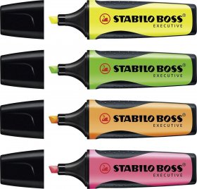 Zakreślacz Stabilo Boss Executive, ścięta, 4 sztuki, mix kolorów