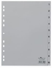 Przekładki plastikowe numeryczne Durable,  A4, 1-10 kart, szary